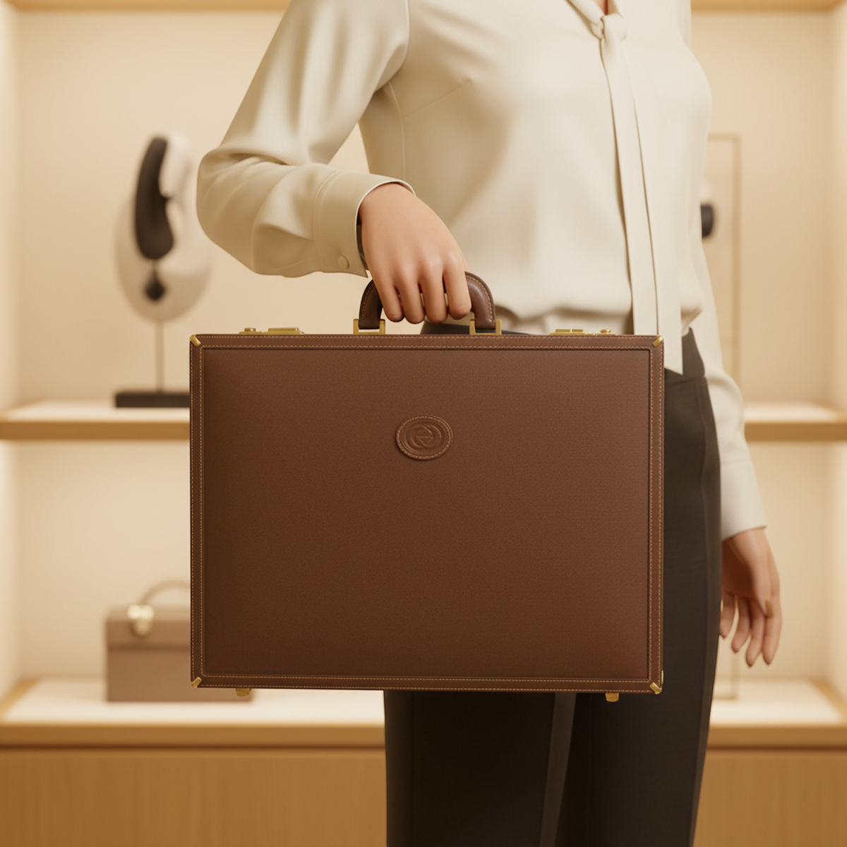 PRE-OWNED Gucci Interlocking G · Leather Attaché Case