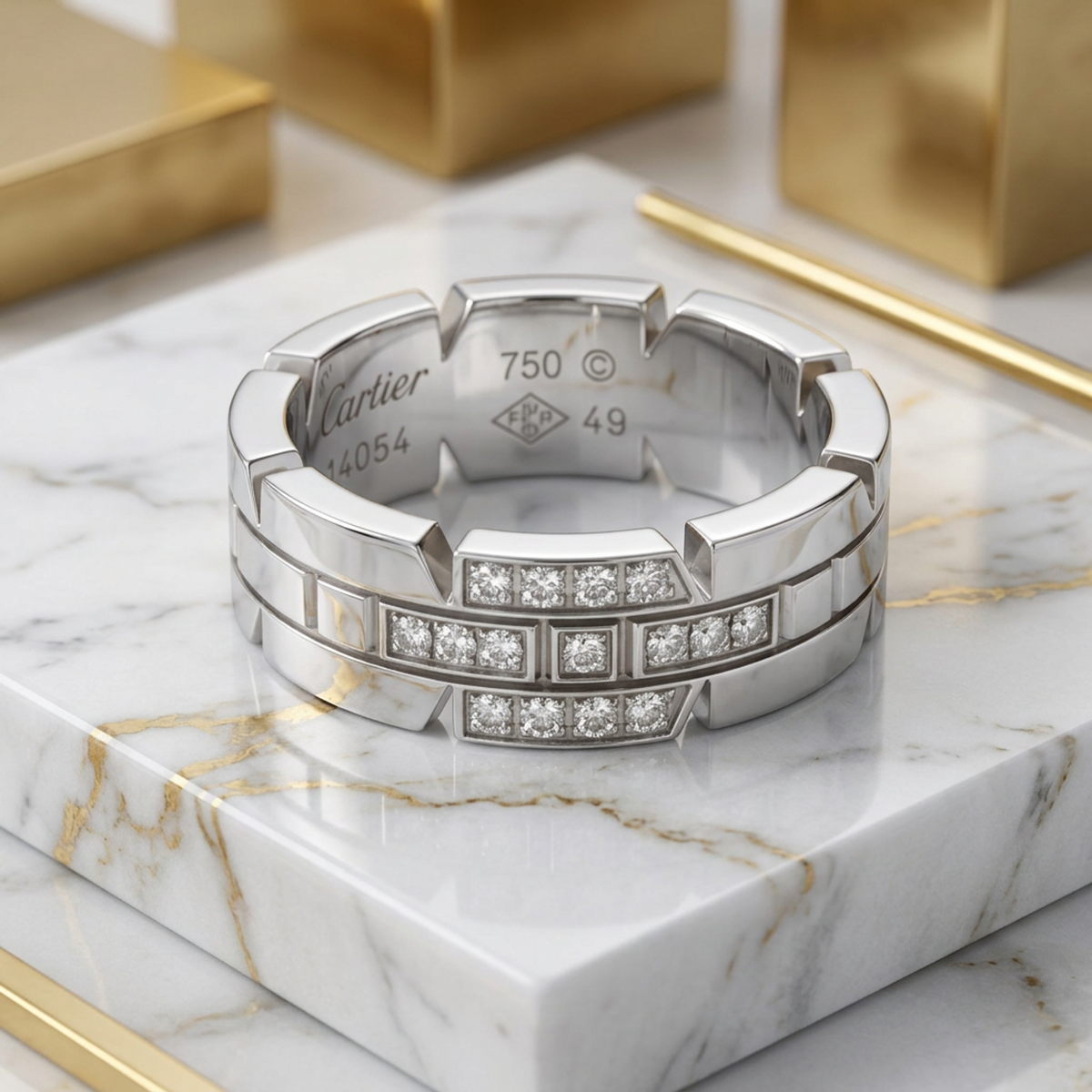 PRE-OWNED Cartier Tank Française · 18K White Gold Size 4.75