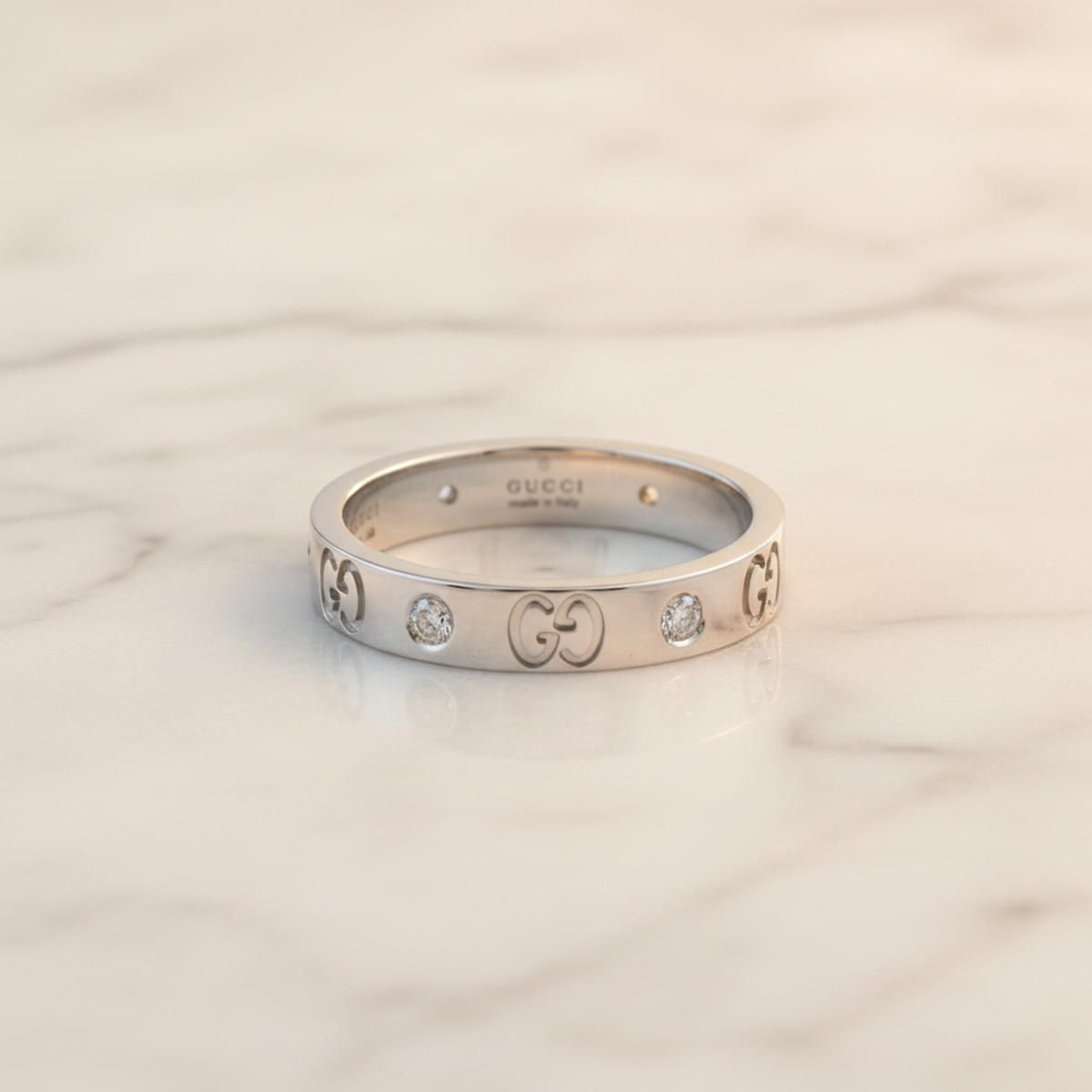 PRE-OWNED Gucci Icon · Diamond · 18K Yellow Gold Size 8