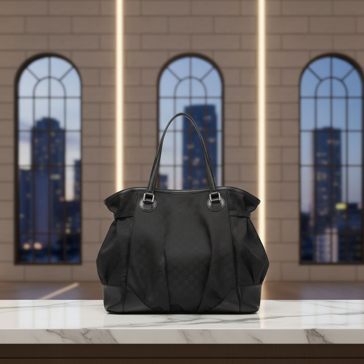 PRE-OWNED Gucci · Nylon & Leather Tote