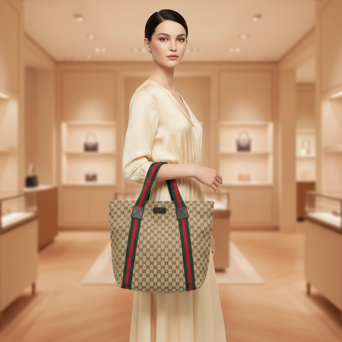 PRE-OWNED Gucci GG Canvas Sherry Line · Tote