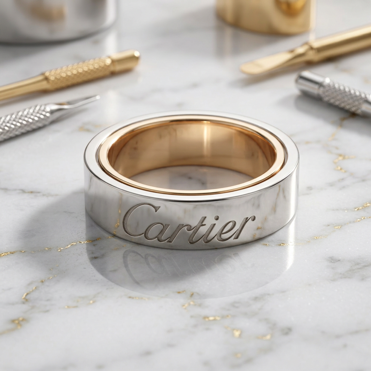 PRE-OWNED Cartier Secret Love · Two-Tone Gold Size 6