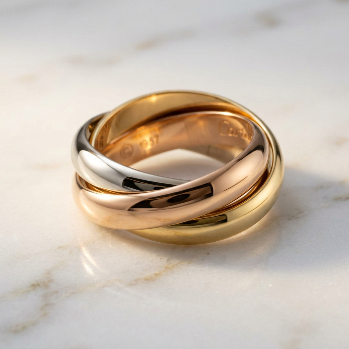 PRE-OWNED Cartier Trinity · Tri-Gold Ring Size 5.25