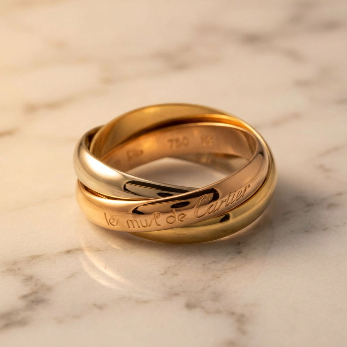 PRE-OWNED Cartier Trinity · Tri-Gold Size 6.25