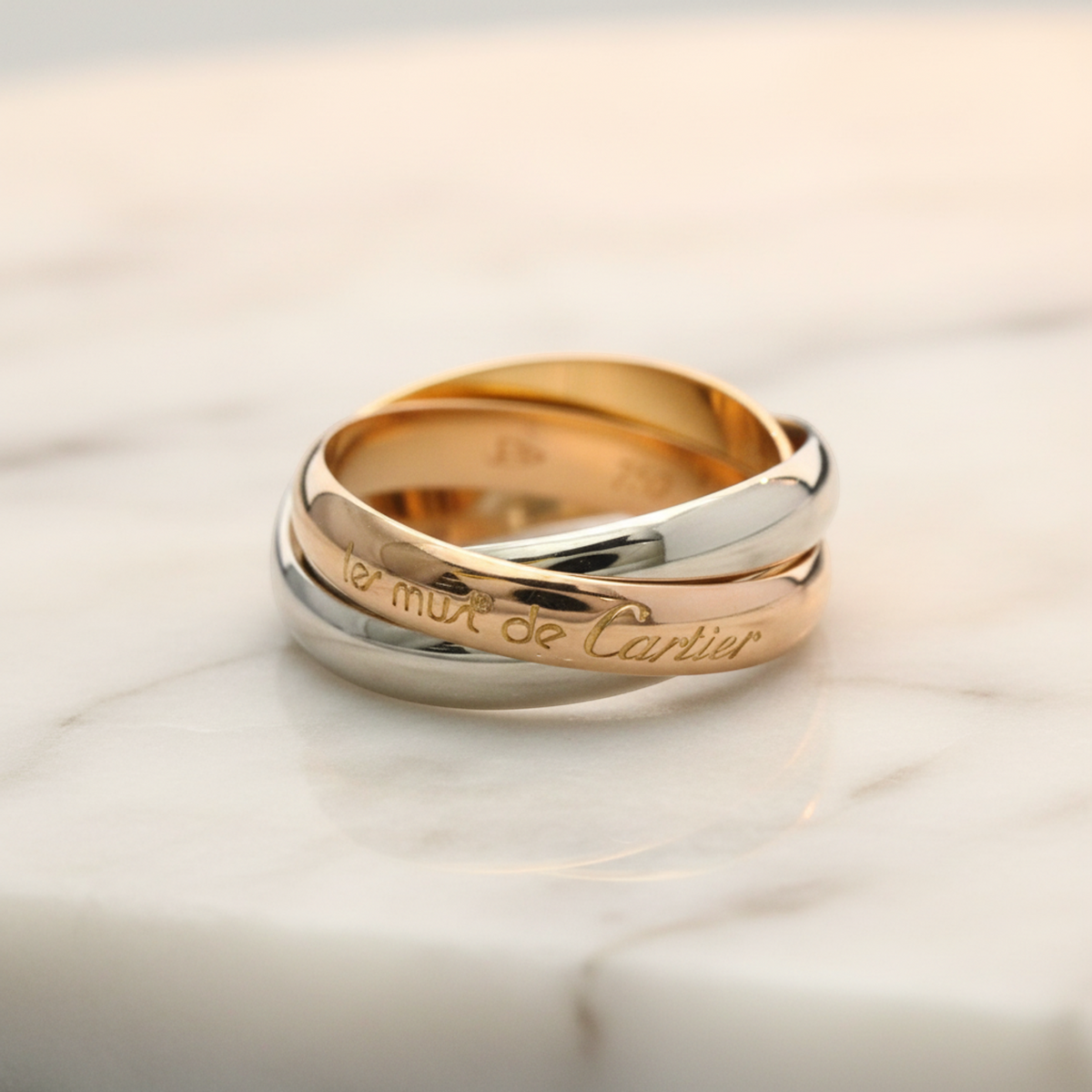 PRE-OWNED Cartier Trinity · Tri-Gold Size 6.25