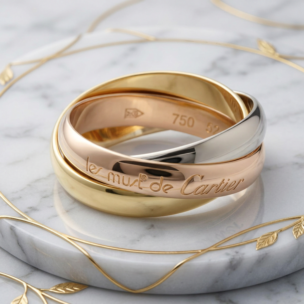 PRE-OWNED Cartier Trinity · Tri-Gold Band Ring Size 6