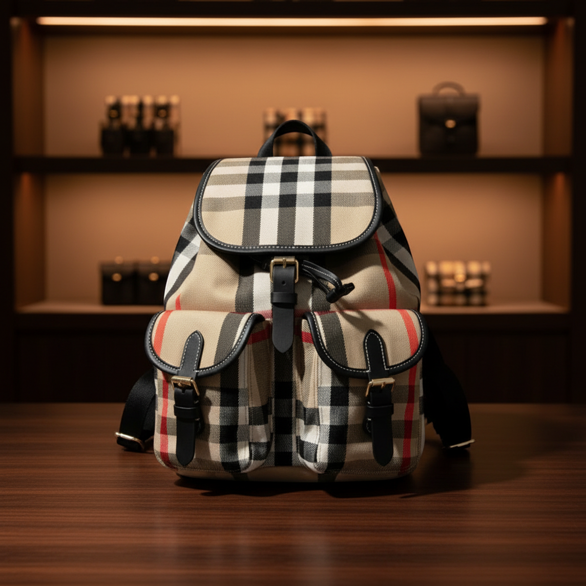 PRE-OWNED Burberry Enfild · Check Canvas & Leather