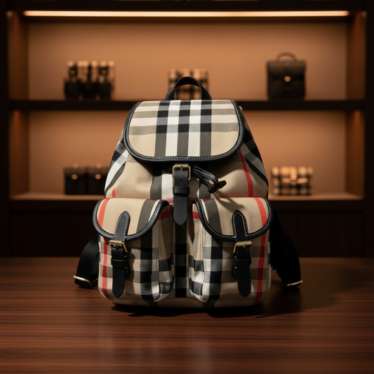 PRE-OWNED Burberry Enfild · Check Canvas & Leather