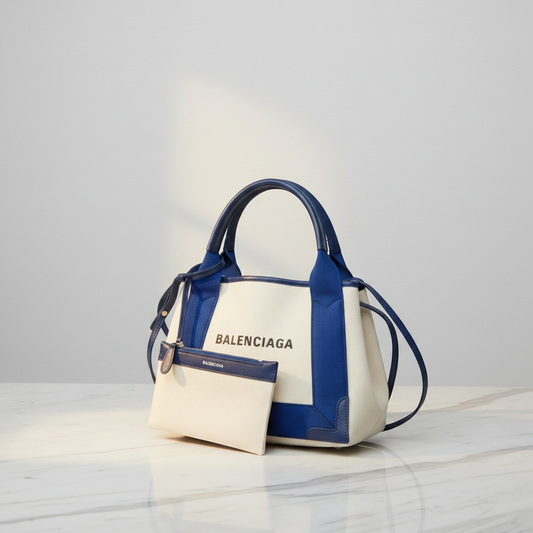 PRE-OWNED Balenciaga Navy Cabas XS · Canvas