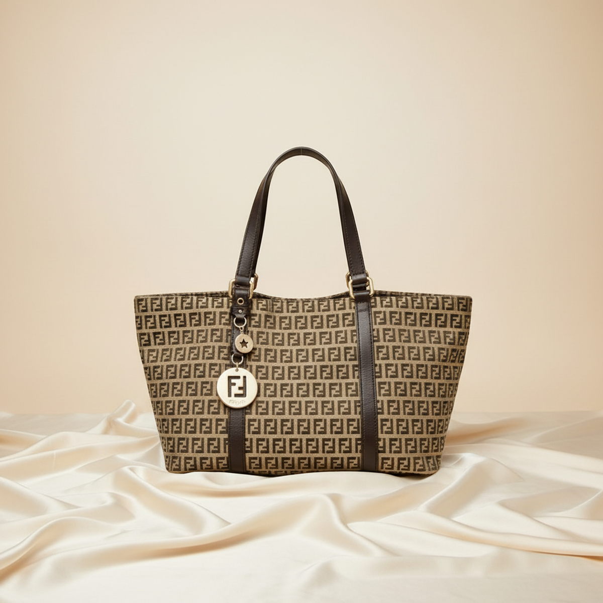 PRE-OWNED Fendi Zucchino · Canvas & Leather Tote