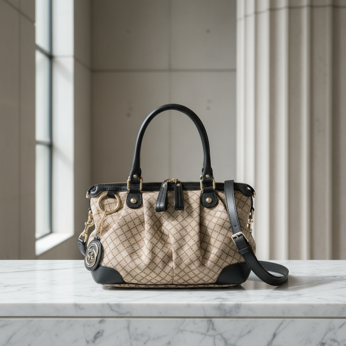 PRE-OWNED Gucci Sukey · Diamante Canvas
