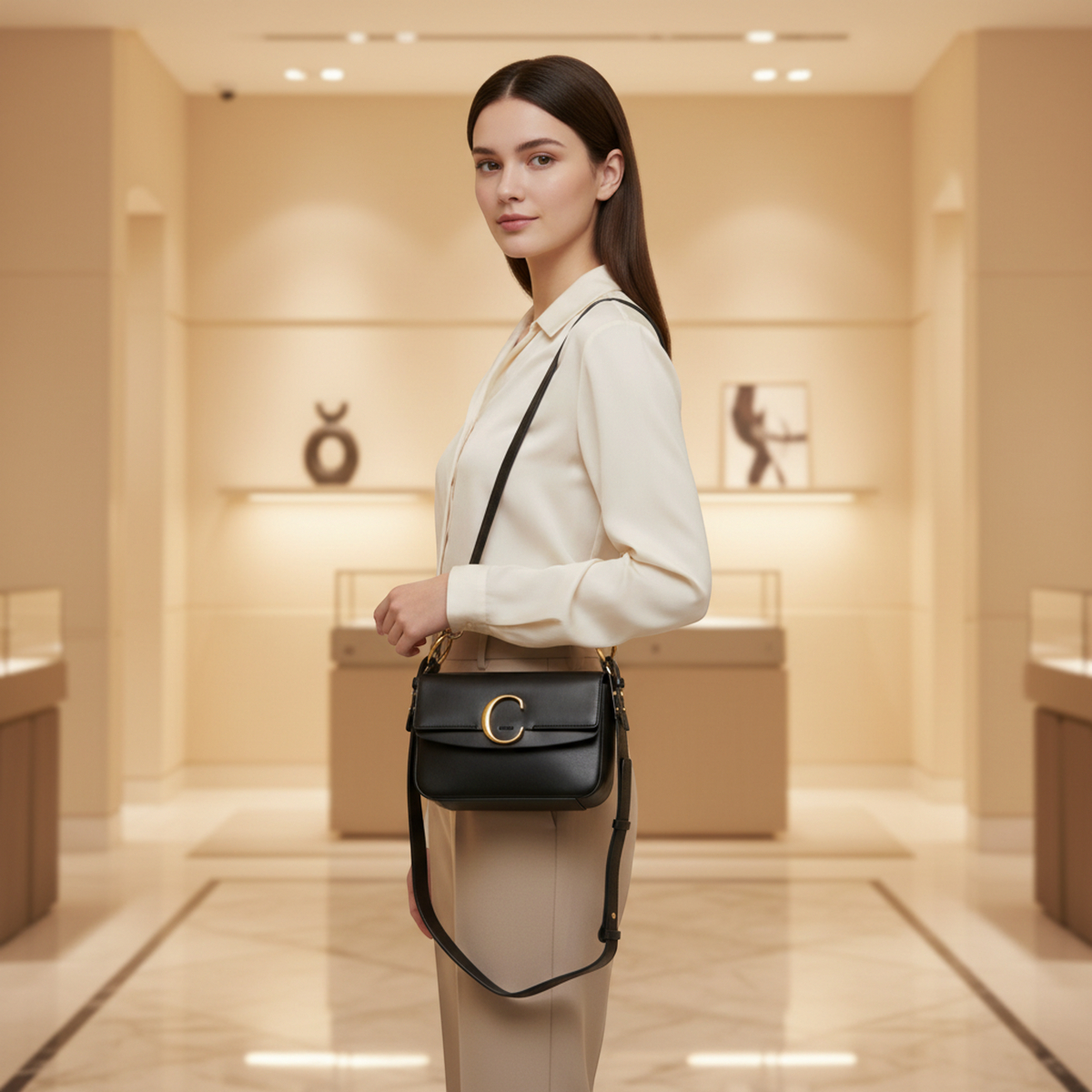 PRE-OWNED Chloé C Double Carry · Leather