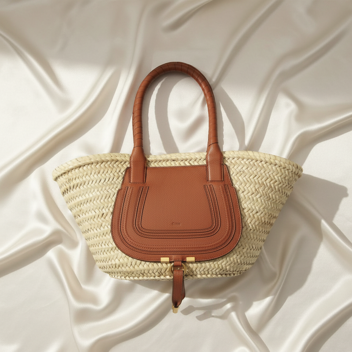 PRE-OWNED Chloé Marcie Basket · Raffia & Leather
