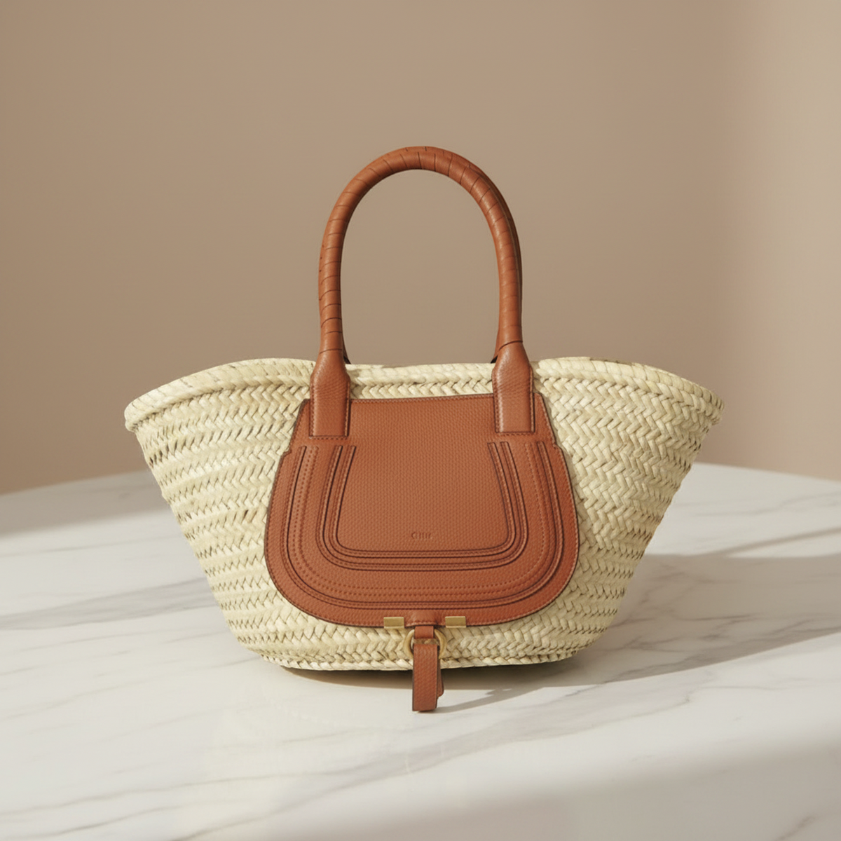PRE-OWNED Chloé Marcie Basket · Raffia & Leather
