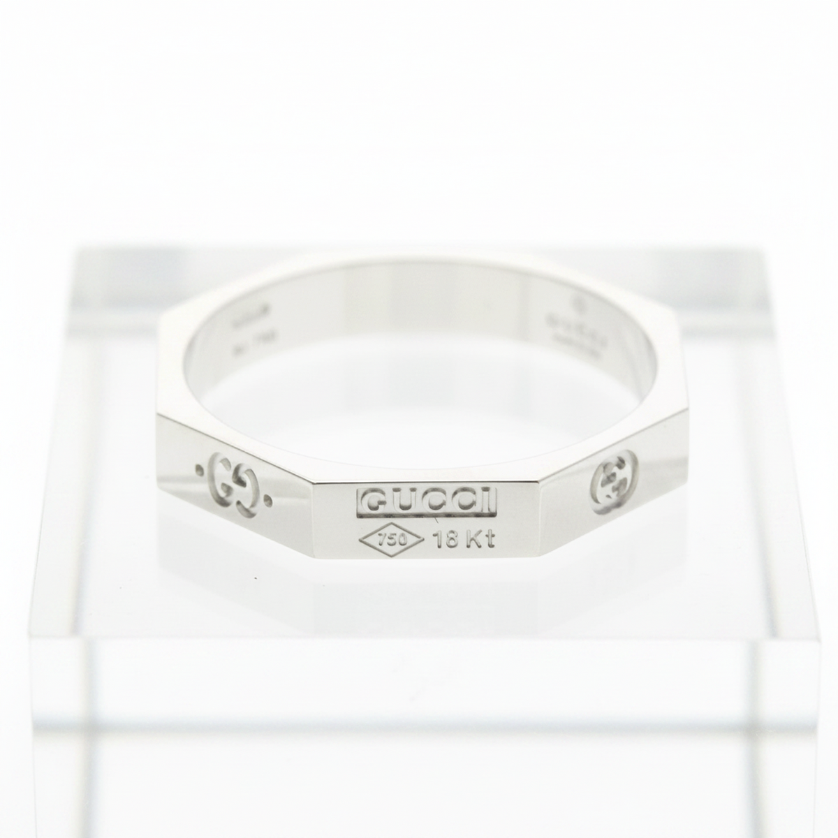 PRE-OWNED Gucci Octagonal Ring · 18K White Gold Size 8.75
