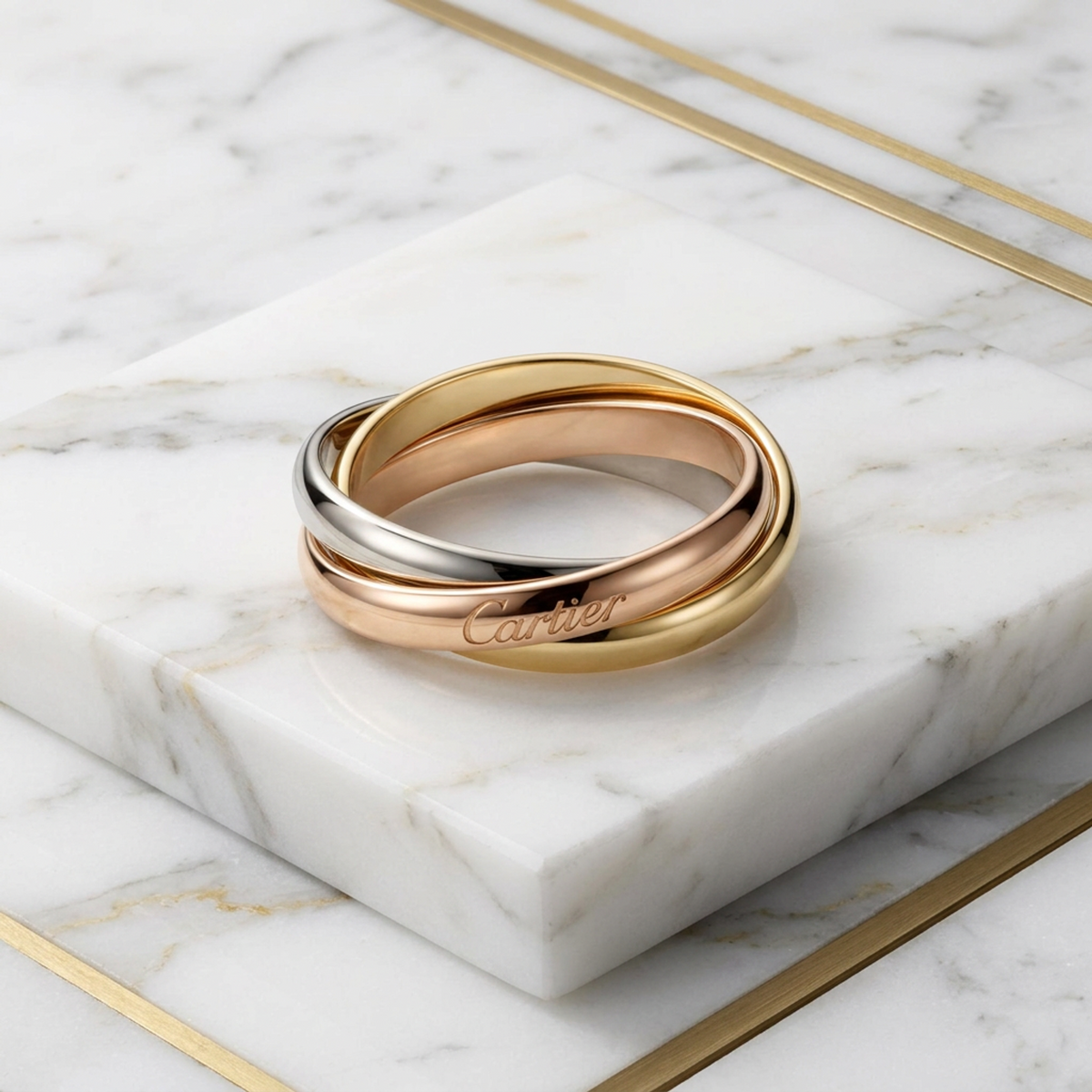PRE-OWNED Cartier Trinity · Tri-Gold Size 4.5