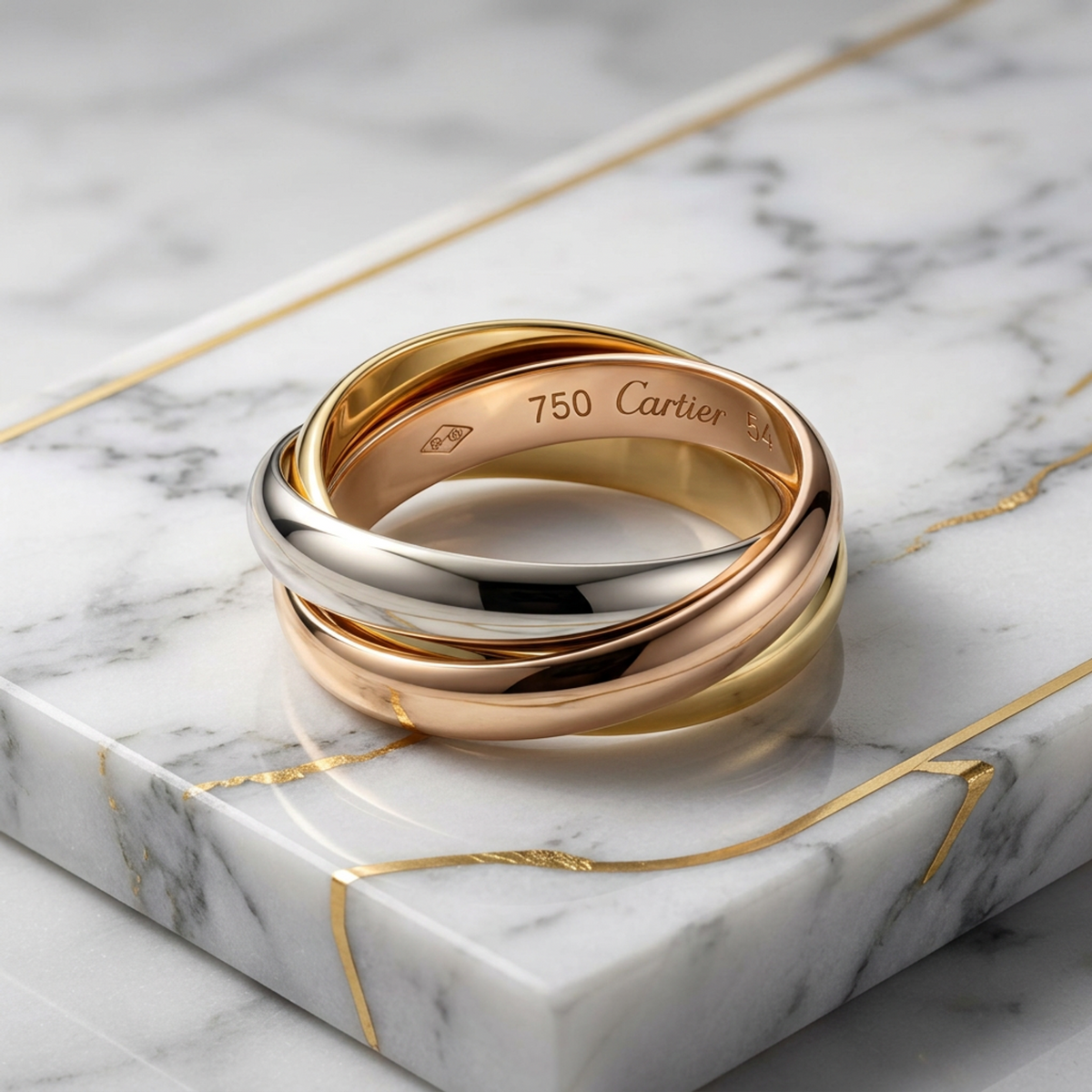 PRE-OWNED Cartier Trinity · Tri-Gold Size 6.75