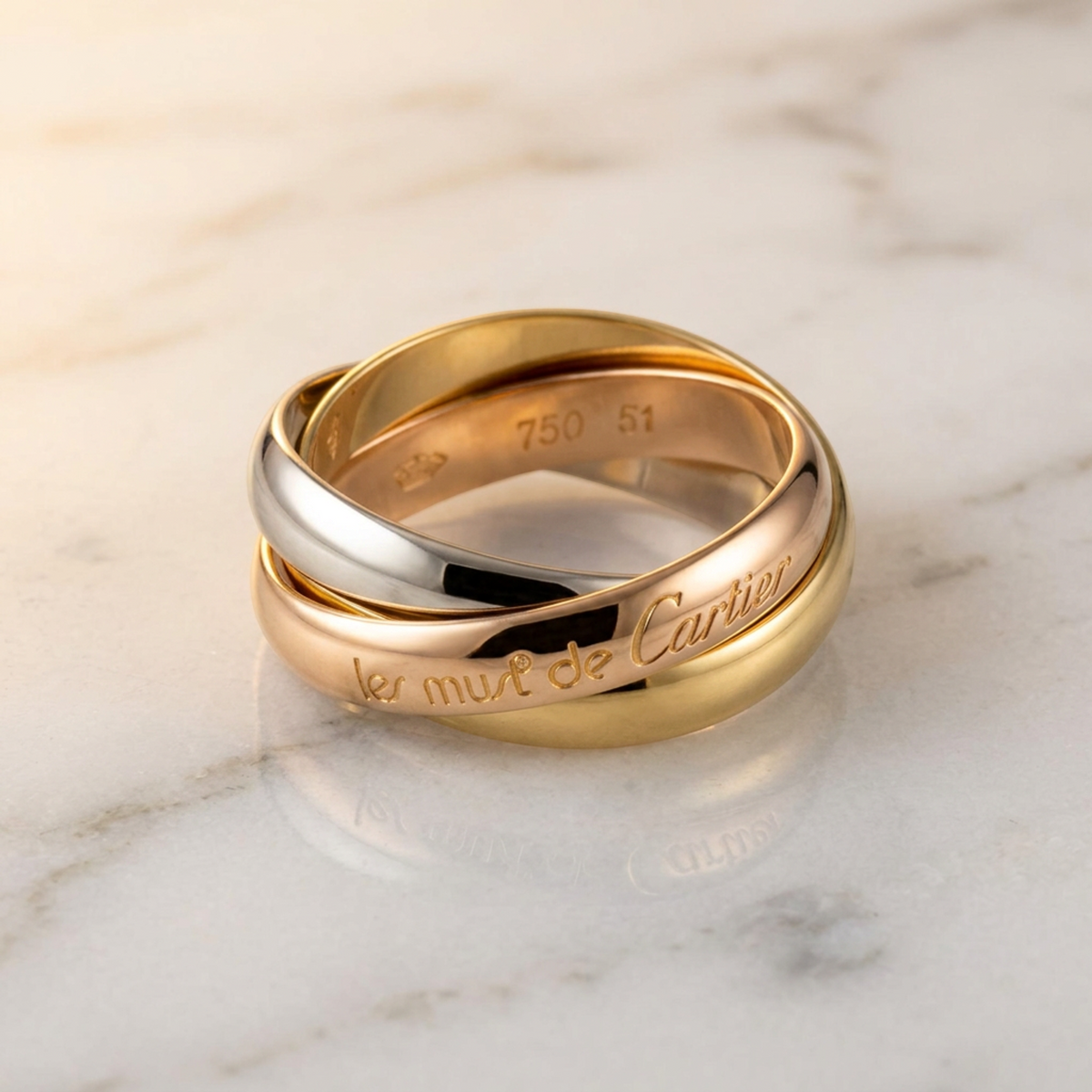PRE-OWNED Cartier Trinity · Tri-Gold Size 5.75