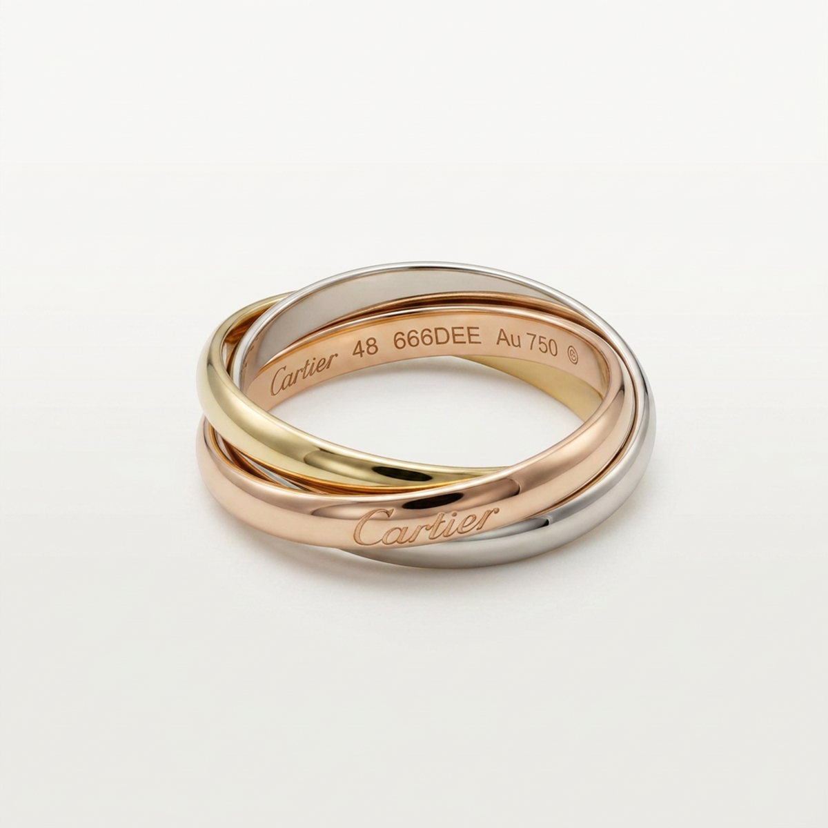 PRE-OWNED Cartier Trinity · Tri-Gold Size 4.5