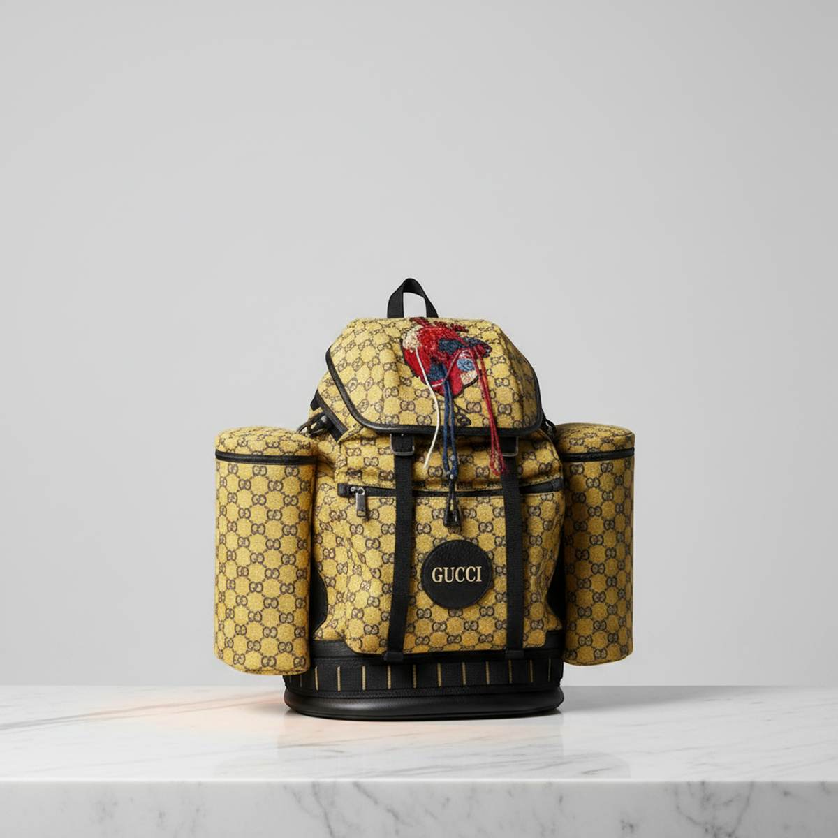 PRE-OWNED Gucci GG Canvas · Heart Patch Backpack