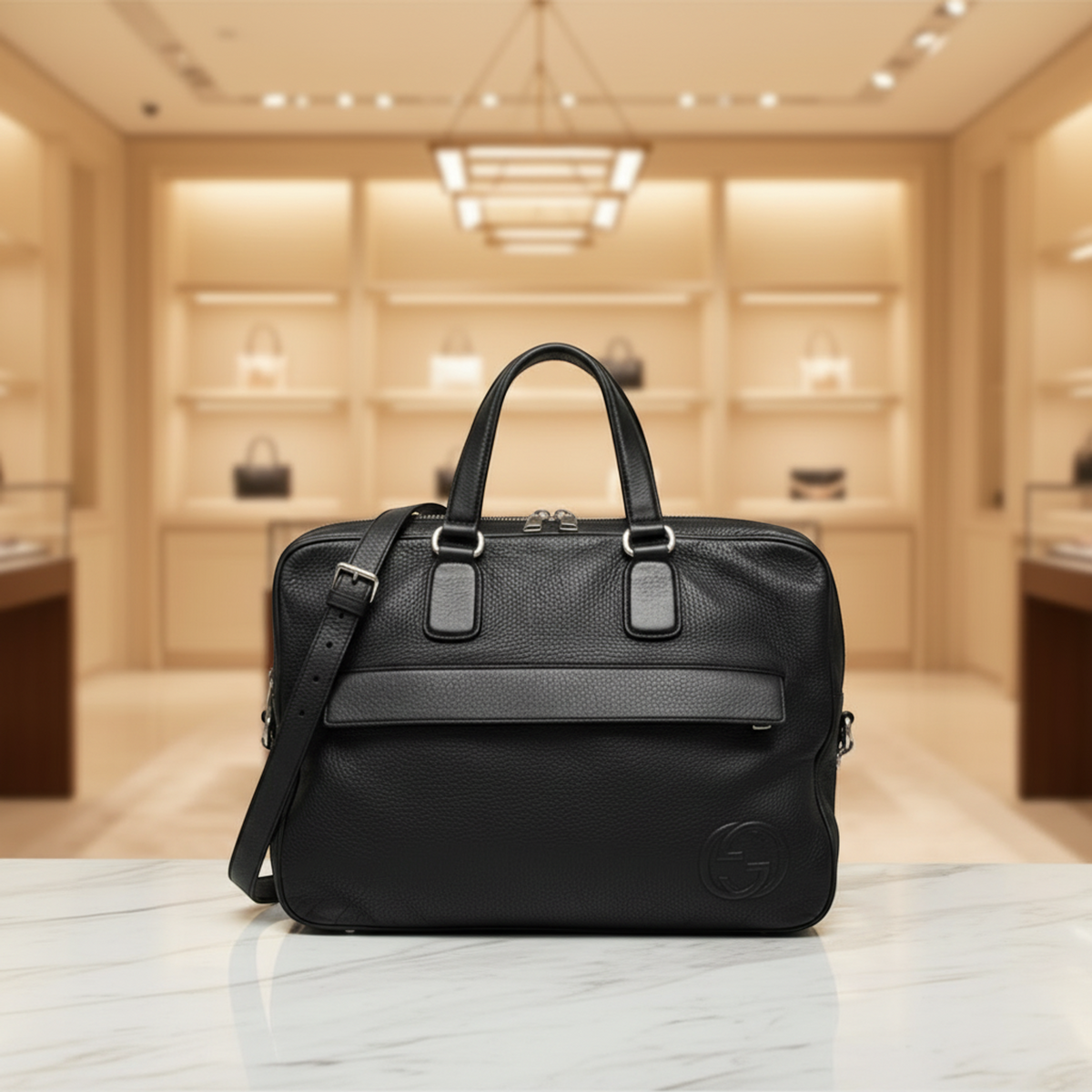 PRE-OWNED Gucci Interlocking G · Leather Briefcase