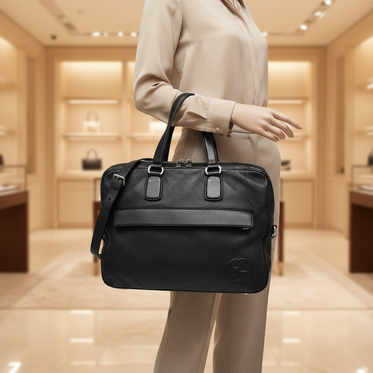 PRE-OWNED Gucci Interlocking G · Leather Briefcase