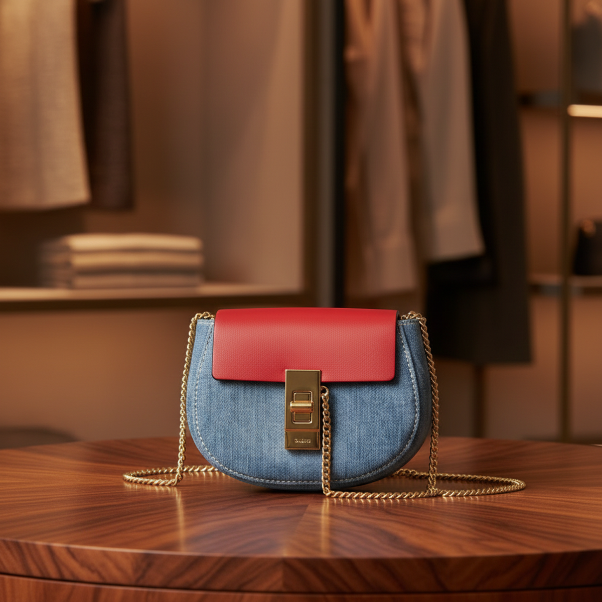 PRE-OWNED Chloé Drew Mini · Denim Crossbody