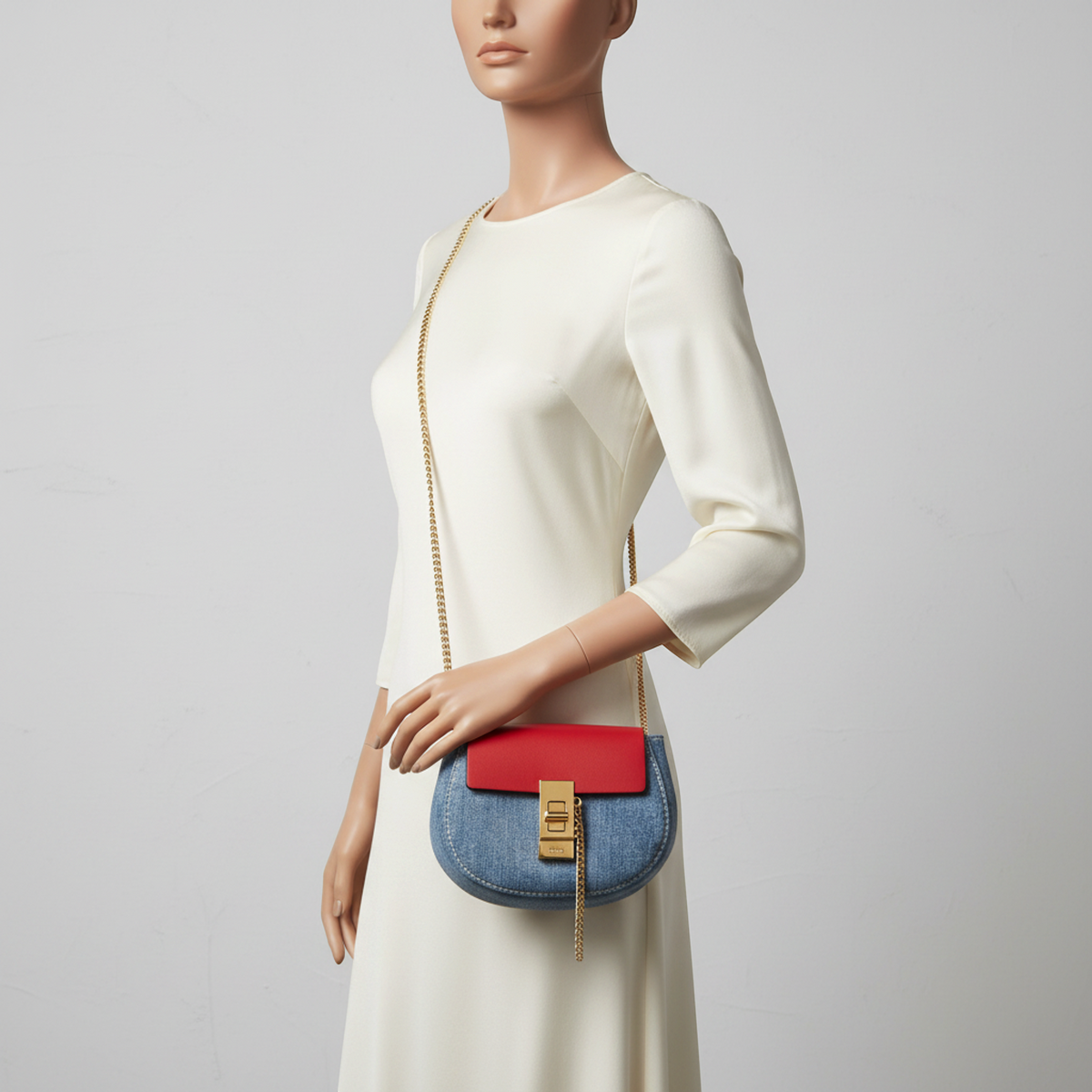 PRE-OWNED Chloé Drew Mini · Denim Crossbody