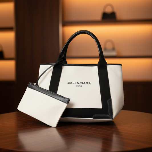 PRE-OWNED Balenciaga Navy Cabas S · Canvas