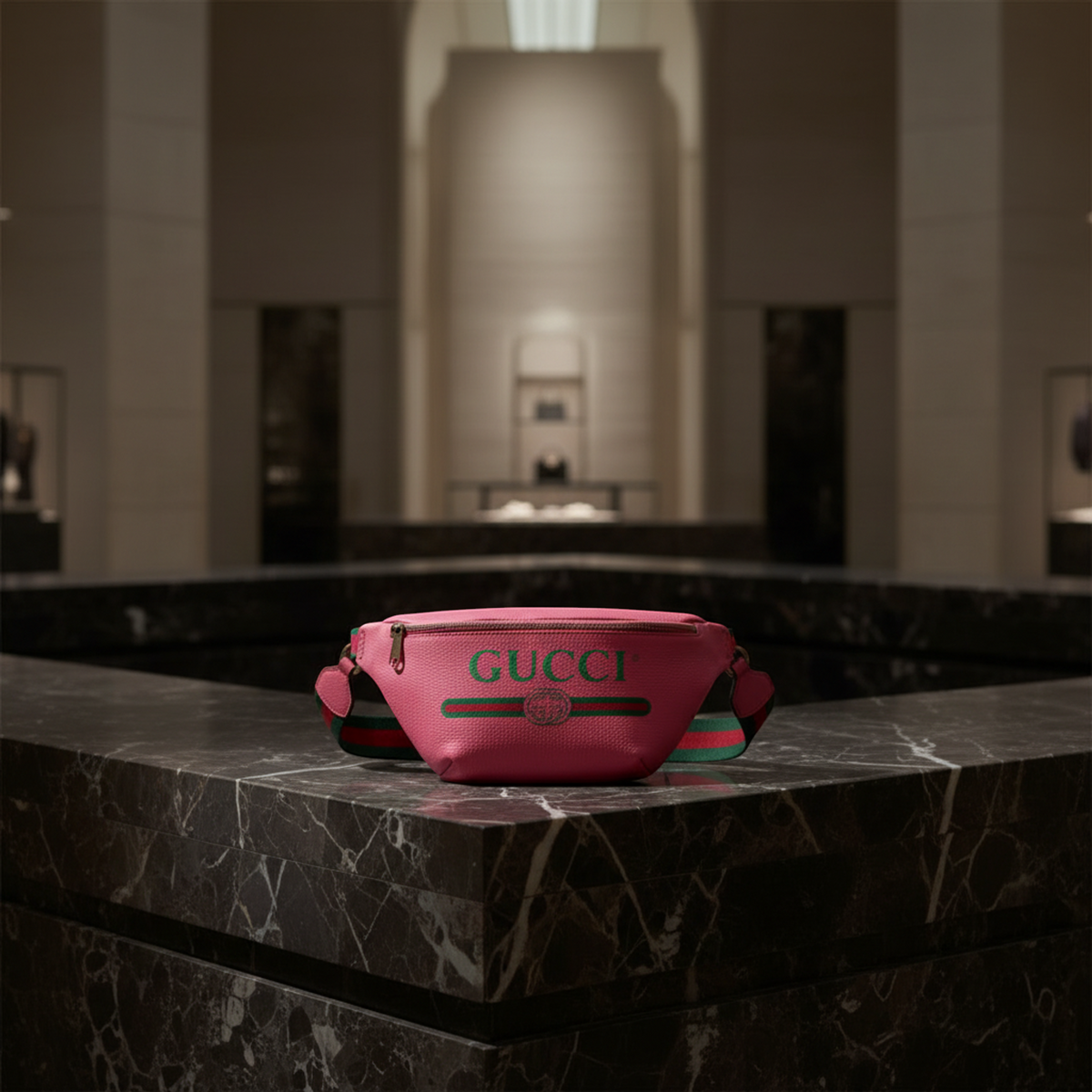 PRE-OWNED Gucci Logo Print · Leather Belt Bag