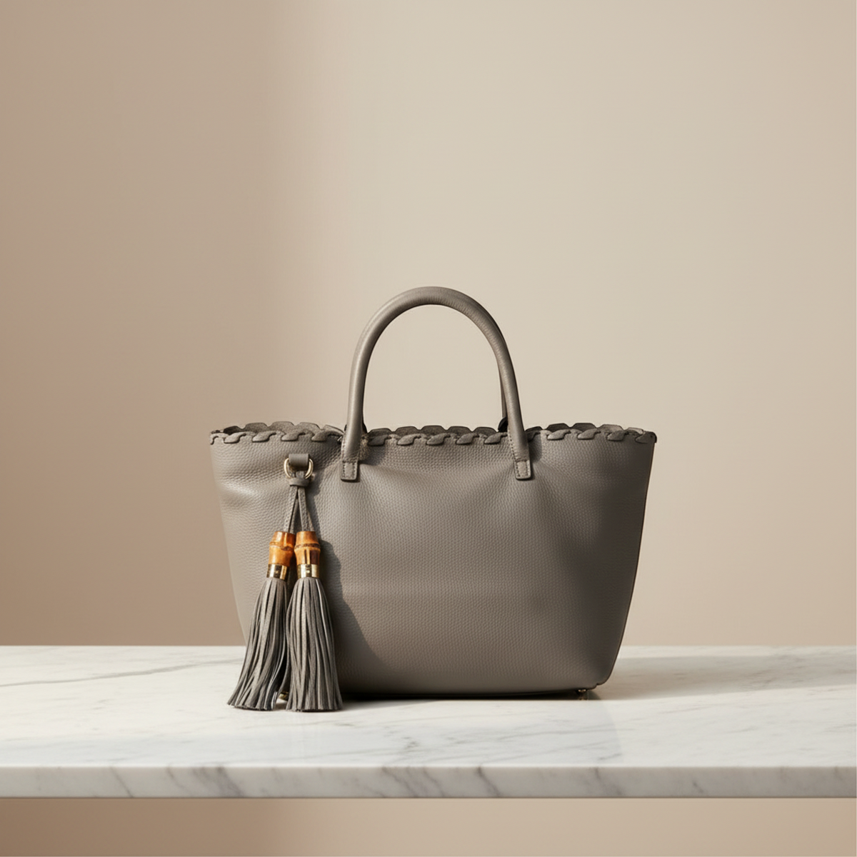 PRE-OWNED Gucci Bamboo Tassel · Leather Tote