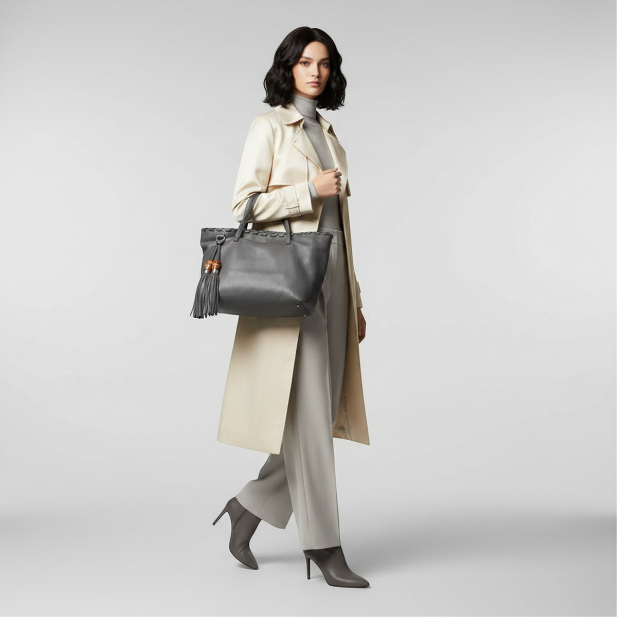 PRE-OWNED Gucci Bamboo Tassel · Leather Tote