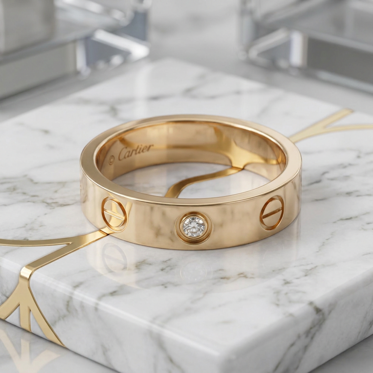 PRE-OWNED Cartier Mini Love · Rose Gold · Diamond Size 4.5