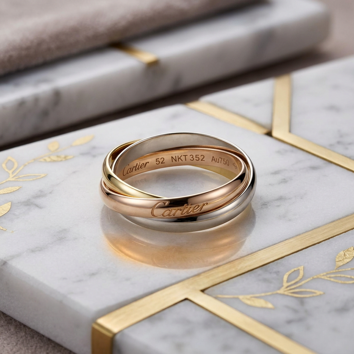 PRE-OWNED Cartier Trinity · Tri-Gold Size 6
