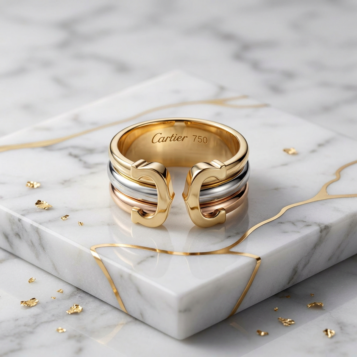 PRE-OWNED Cartier Trinity · Tri-Gold Size 7.25
