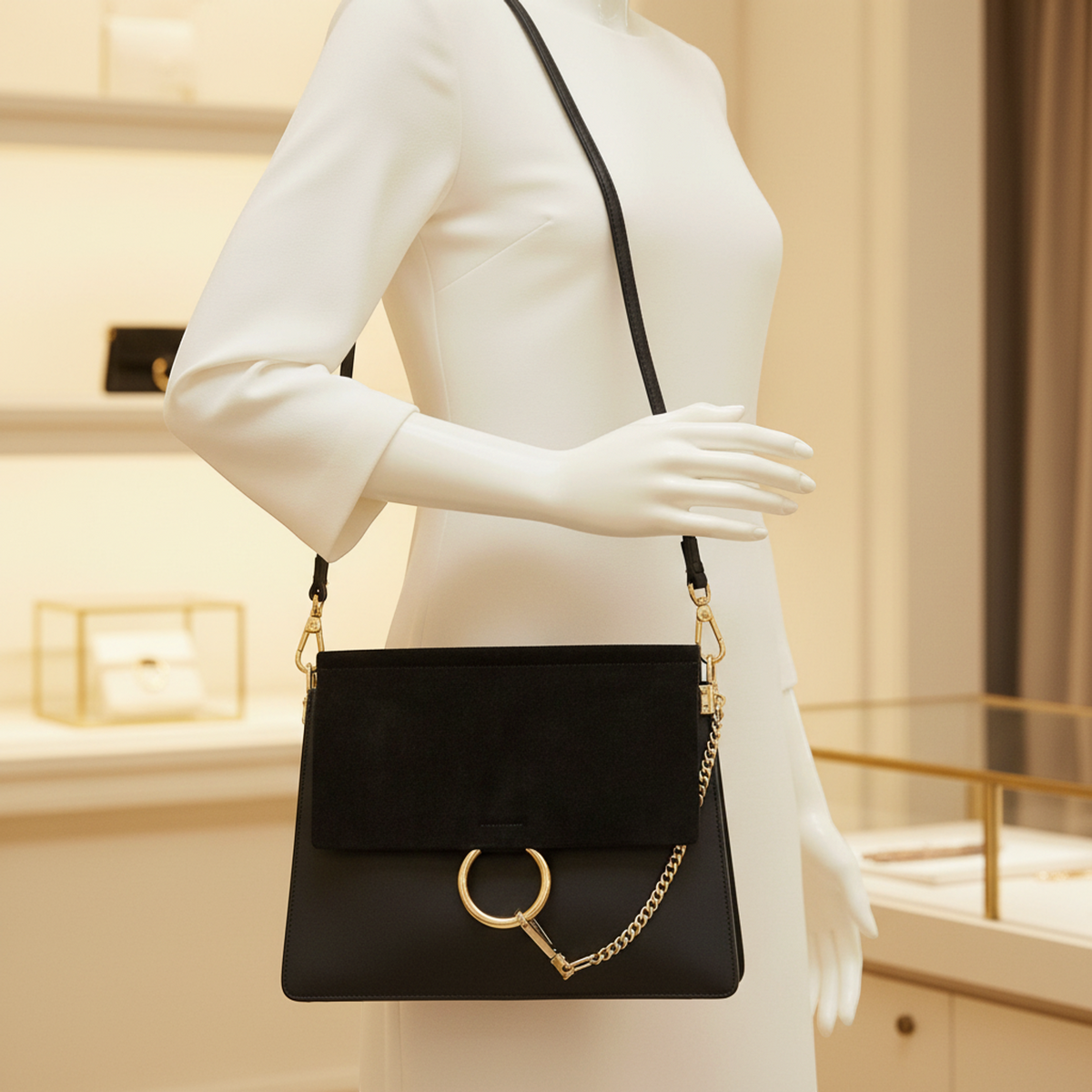 PRE-OWNED Chloé Faye Medium · Suede & Leather