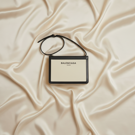 PRE-OWNED Balenciaga Navy Pochette · Canvas & Leather