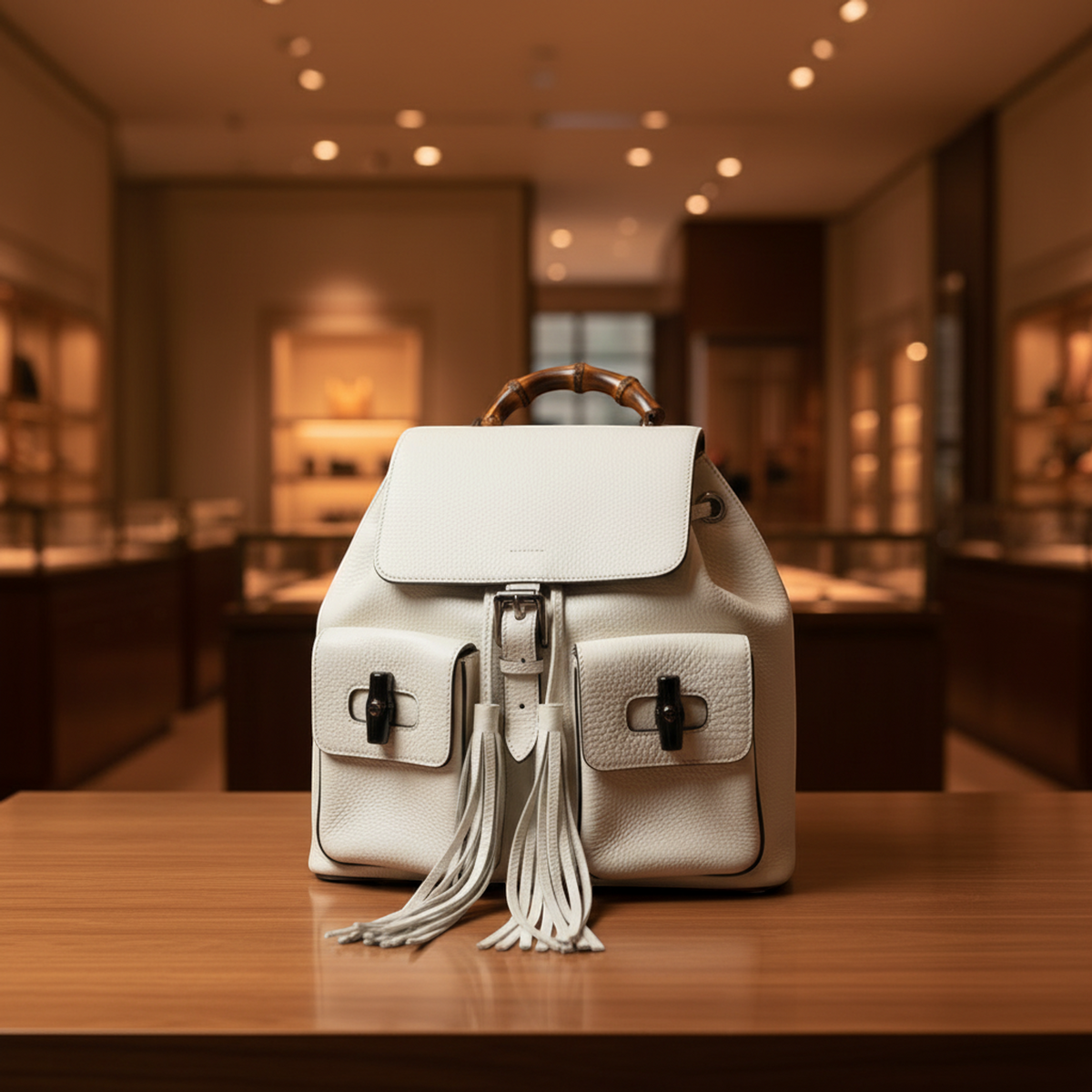 PRE-OWNED Gucci Bamboo · Leather Backpack