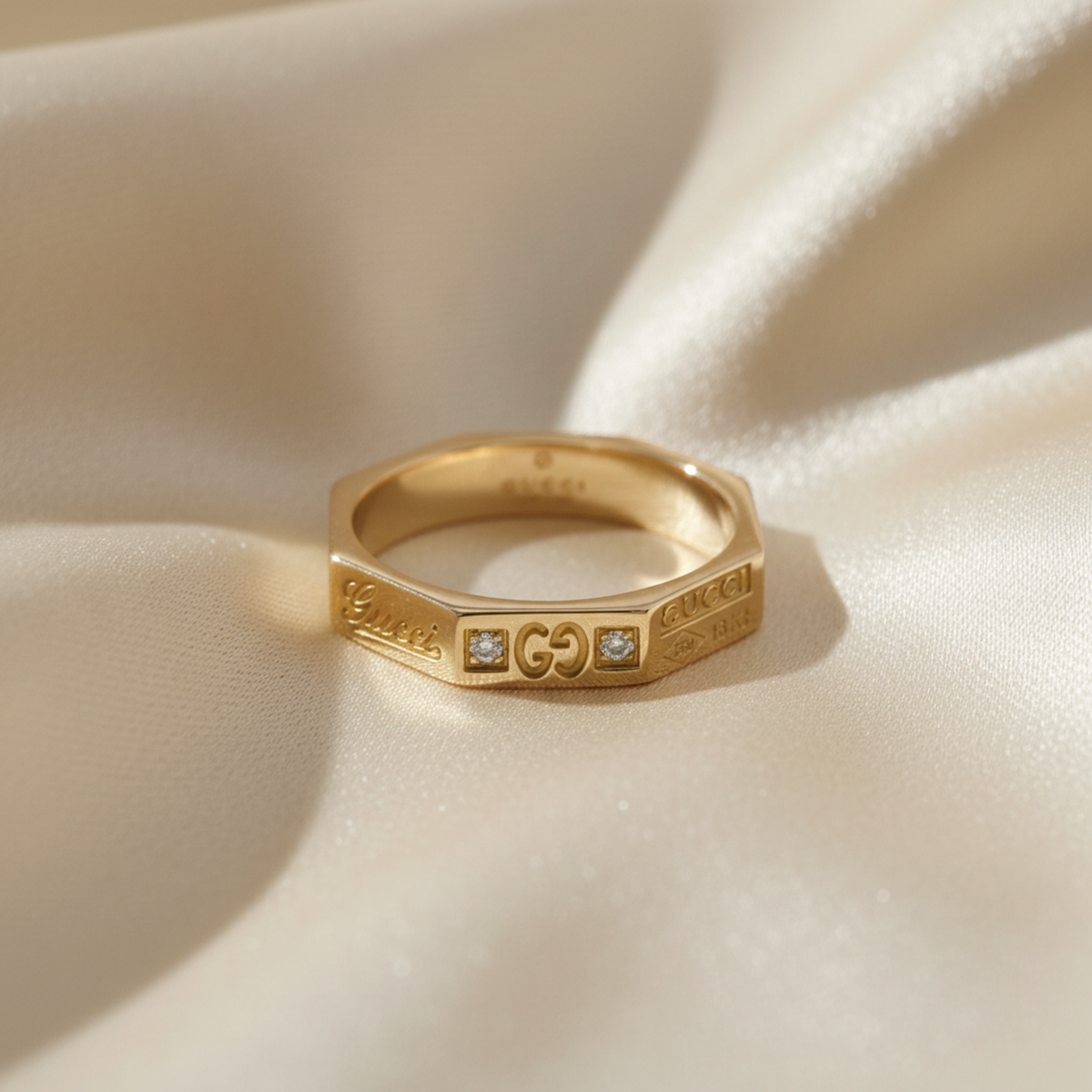 PRE-OWNED Gucci Octagonal · Diamond · Rose Gold Size 4.5