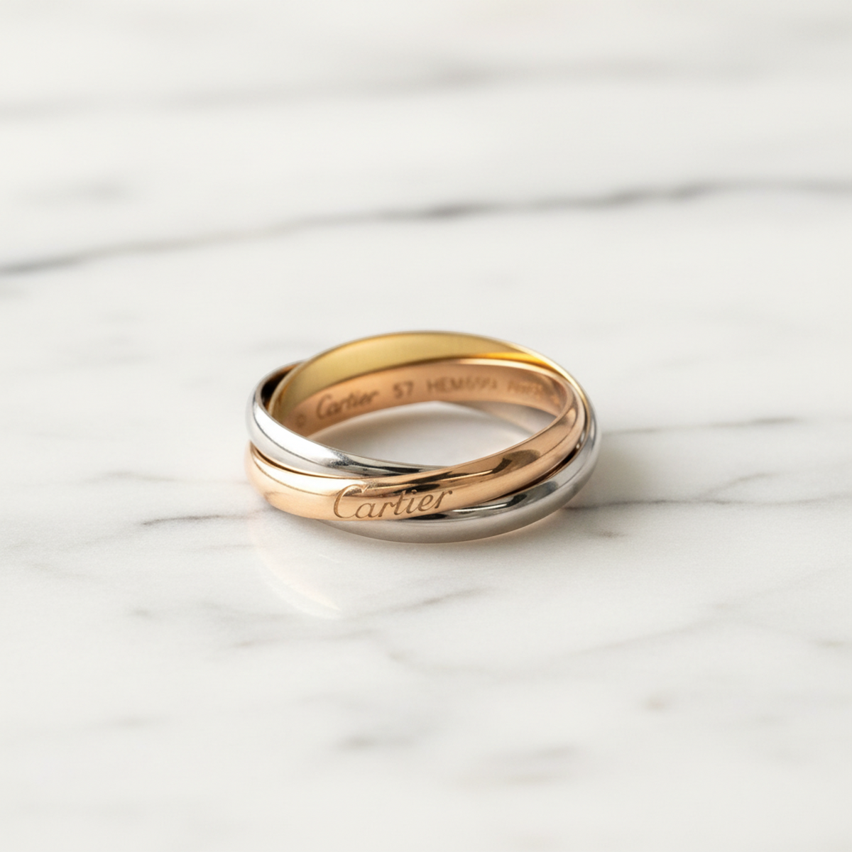 PRE-OWNED Cartier Trinity · Tri-Gold Size 8