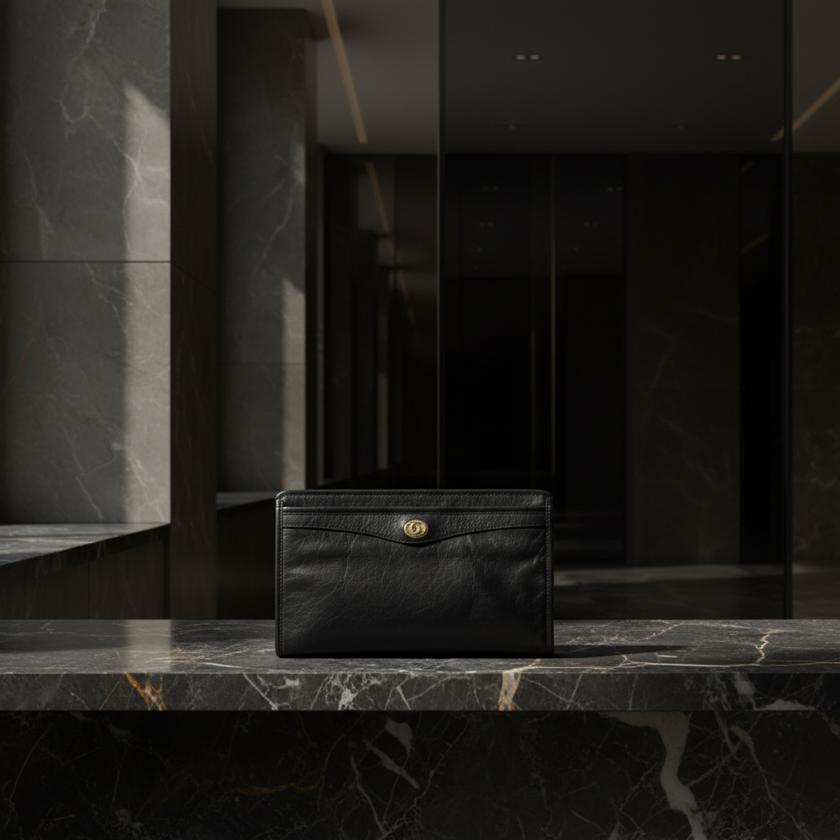PRE-OWNED Gucci Interlocking · Leather Clutch