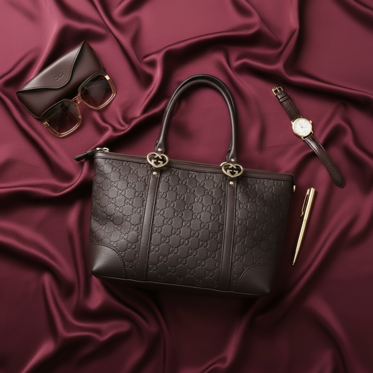 PRE-OWNED Gucci Guccissima · Embossed Leather Tote