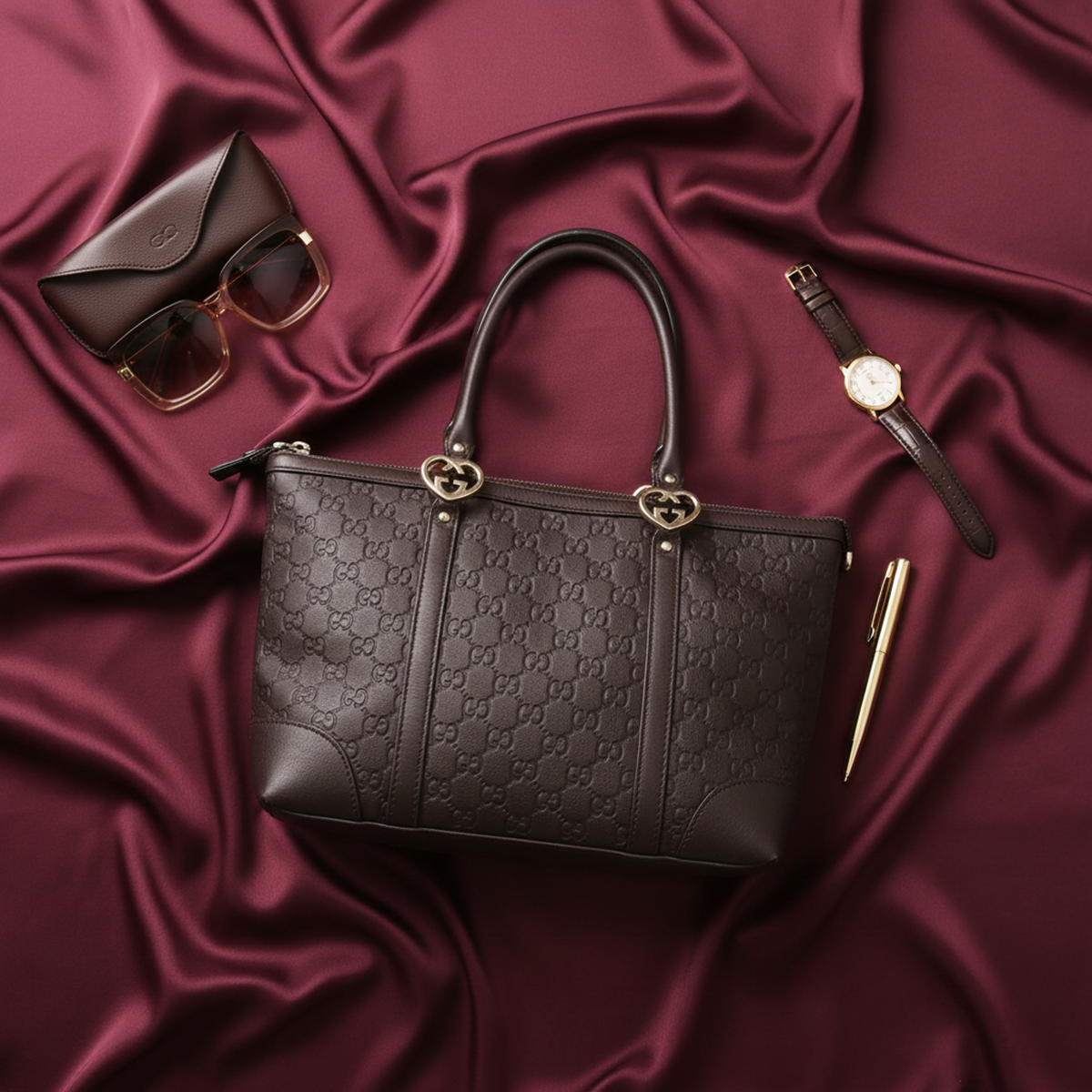 PRE-OWNED Gucci Guccissima · Embossed Leather Tote