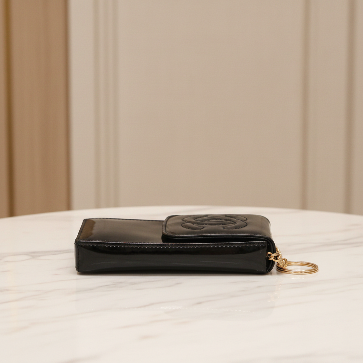 PRE-OWNED Chanel Mini Pouch · Enamel Leather · Keyring