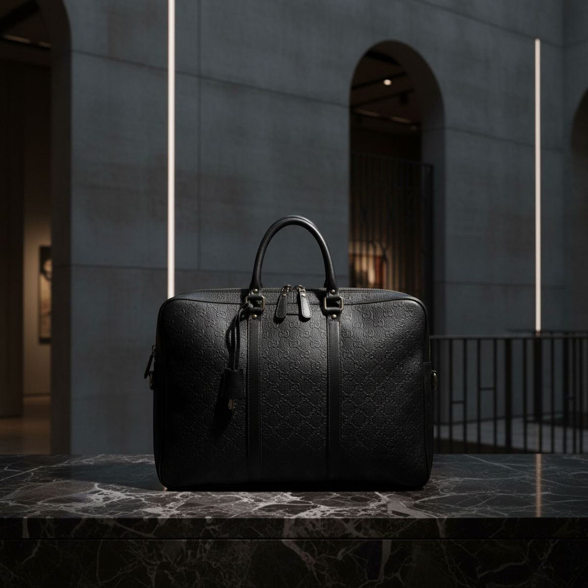PRE-OWNED Gucci GG Embossed · Leather Briefcase