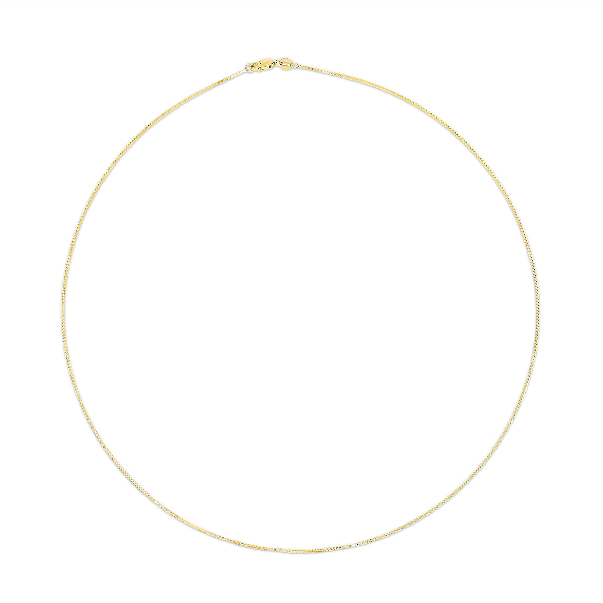Solid 14K Yellow Gold 0.75mm Classic Box Chain Necklace. Unisex Chain - Size 13 Inches