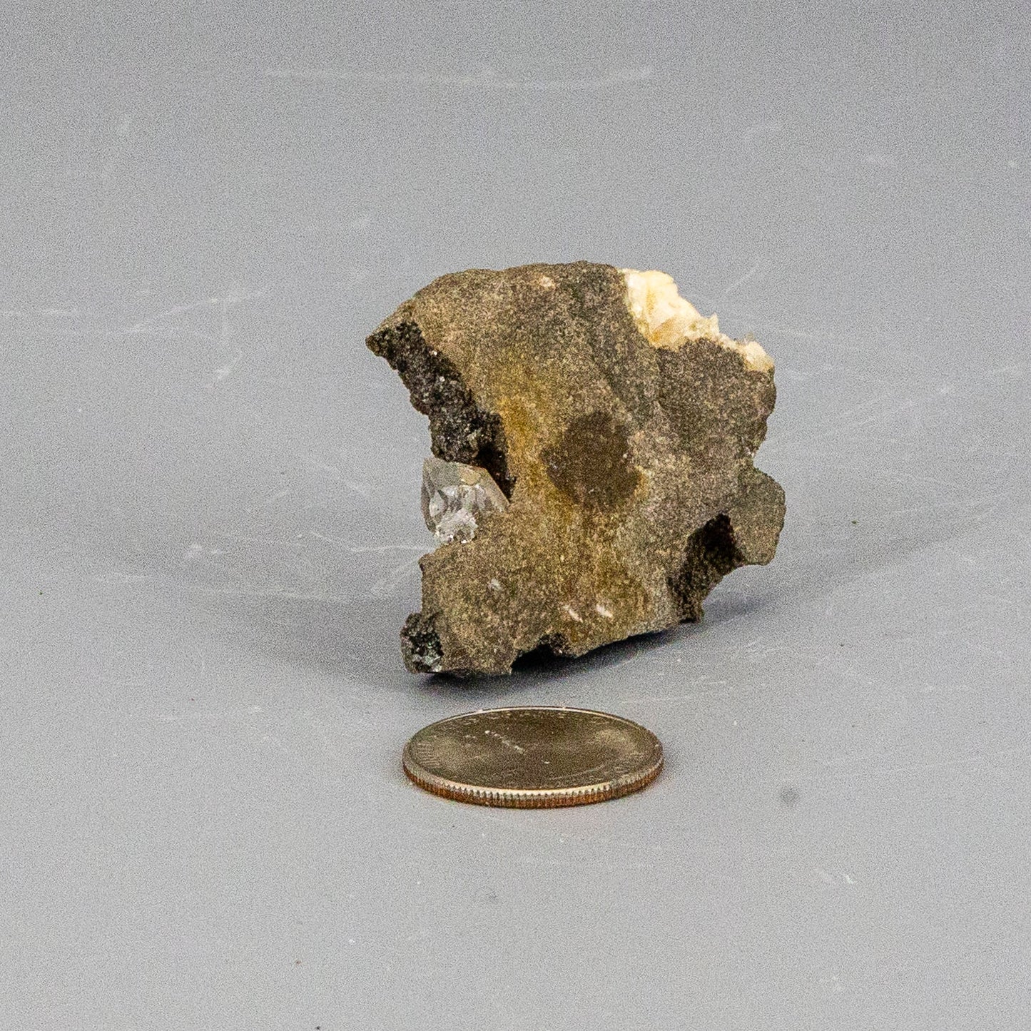 Baby Herkimer Diamond in Host Rock Matrix With Calcite