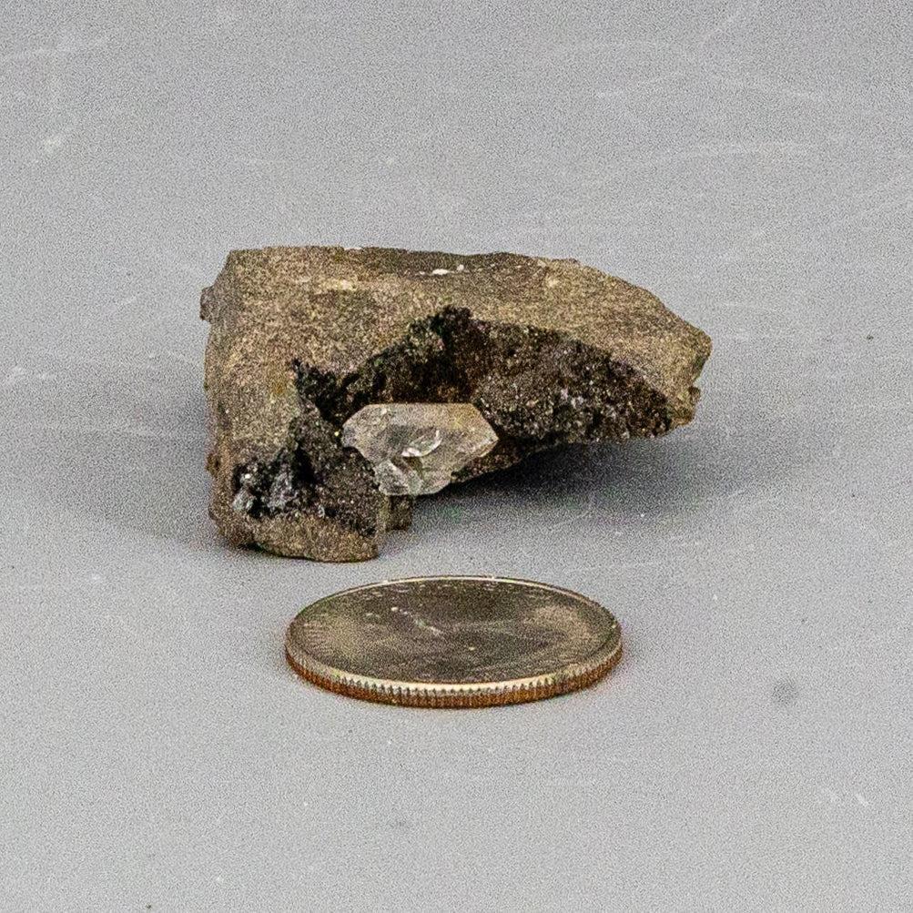 Baby Herkimer Diamond in Host Rock Matrix With Calcite