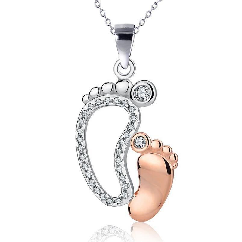 Baby Feet Necklace with Cubic Zirconia