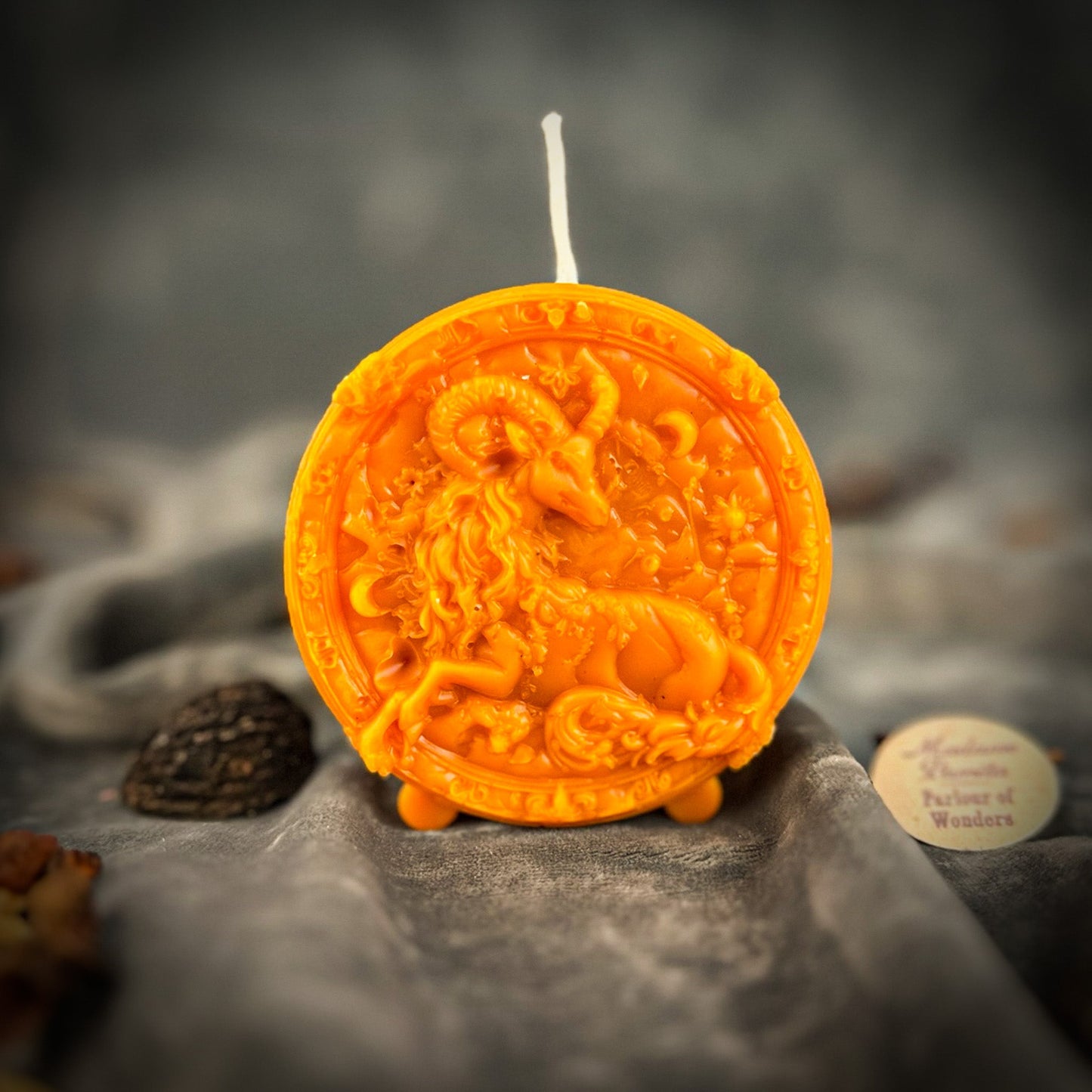 Beeswax Capricorn Goat Zodiac Spell Candle - Ambition, Discipline & Success